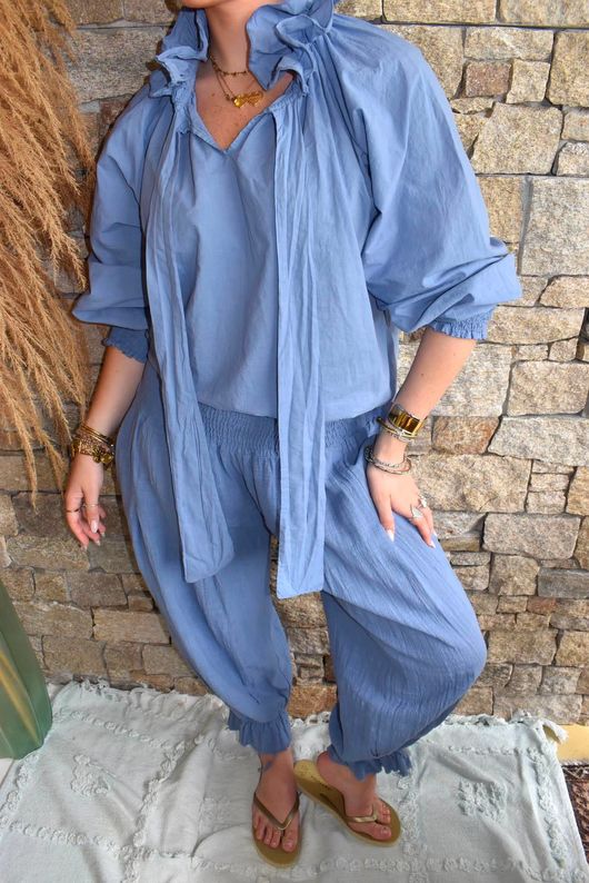 Larc Poet Blouse Denim